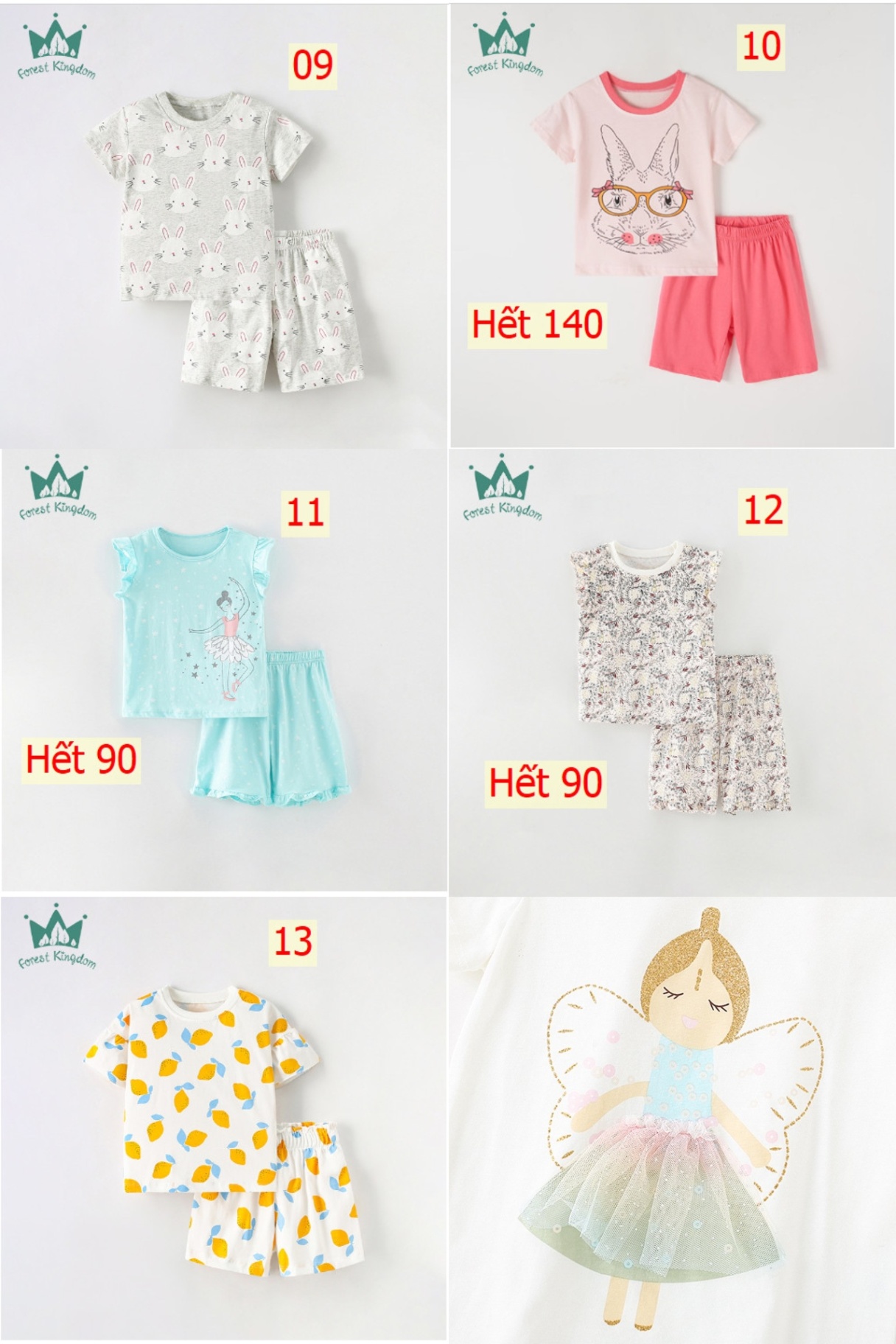24HA105.14 - BỘ COTTON BÉ GÁI FORESTKINGDOM