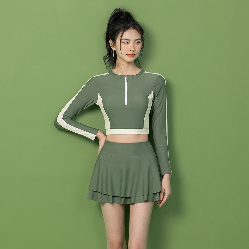24HA115.07 - SET VÁY BƠI DÀI TAY KÈM BRA NỮ