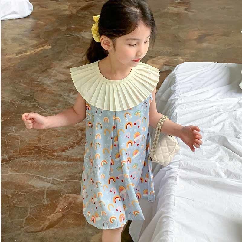 24HA135.07 - VÁY HOẠ TIẾT CẦU VỒNG BÉ GÁI