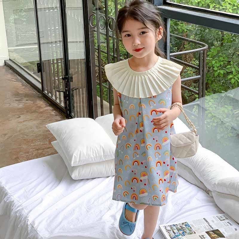 24HA135.07 - VÁY HOẠ TIẾT CẦU VỒNG BÉ GÁI