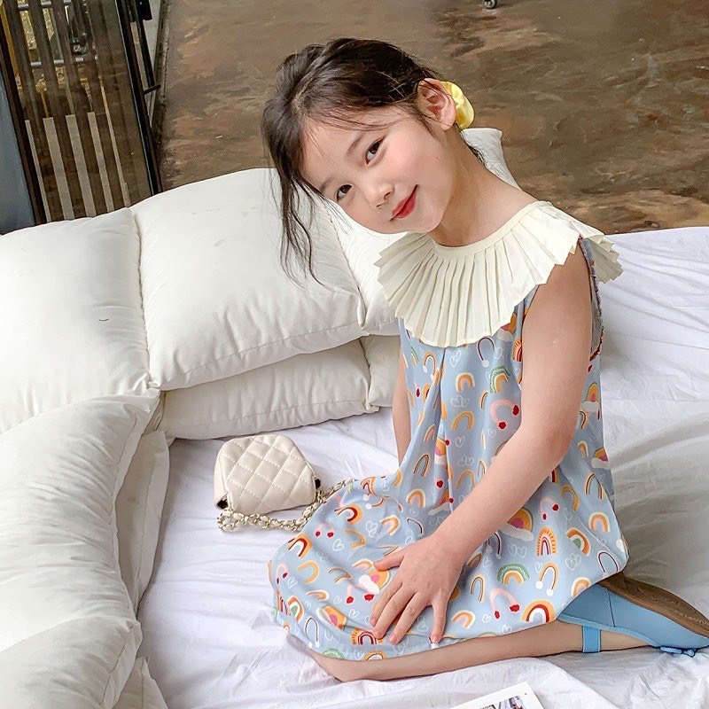 24HA135.07 - VÁY HOẠ TIẾT CẦU VỒNG BÉ GÁI