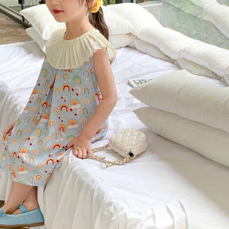 24HA135.07 - VÁY HOẠ TIẾT CẦU VỒNG BÉ GÁI