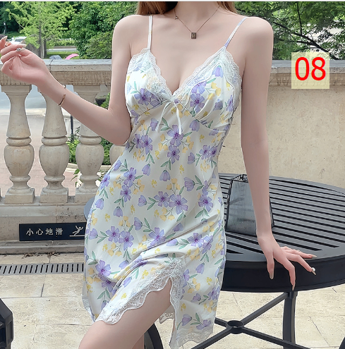 24HA145.17 - VÁY NGỦ LỤA 2 DÂY