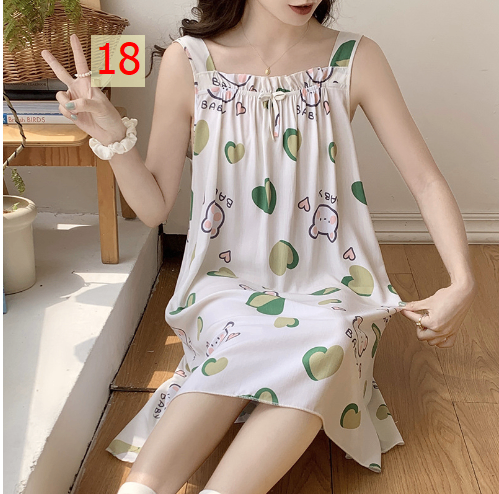 24HA215.20 - VÁY 2 DÂY VIỀN CHUN LANH LỤA
