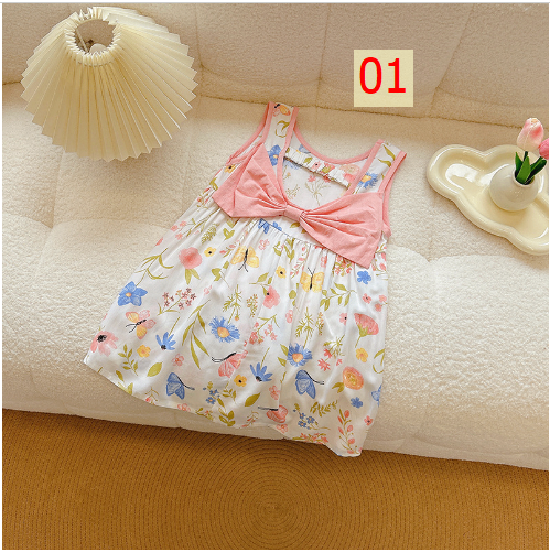 24HA215.03 - SET 2 VÁY COTTON LANH LỤA NƠ LƯNG