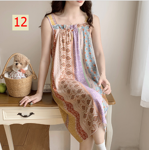 24HA215.20 - VÁY 2 DÂY VIỀN CHUN LANH LỤA