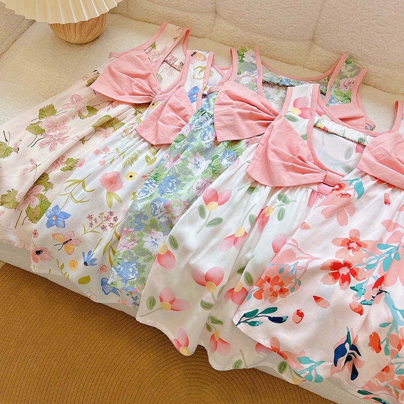 24HA215.03 - SET 2 VÁY COTTON LANH LỤA NƠ LƯNG
