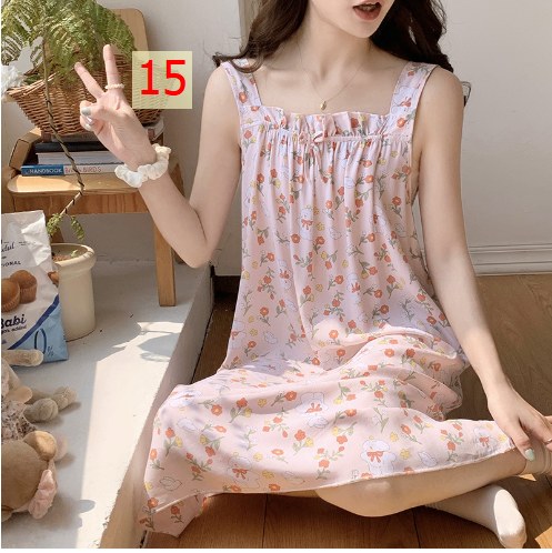 24HA215.20 - VÁY 2 DÂY VIỀN CHUN LANH LỤA