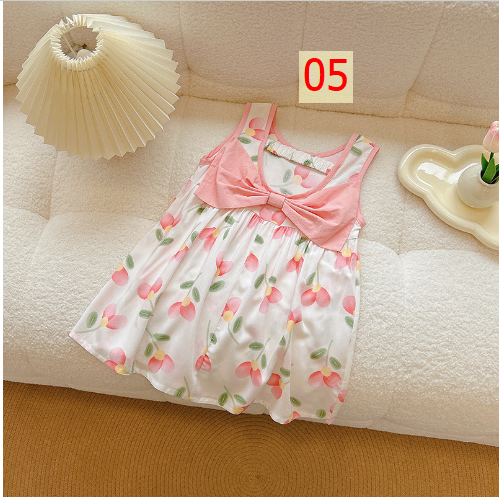 24HA215.03 - SET 2 VÁY COTTON LANH LỤA NƠ LƯNG