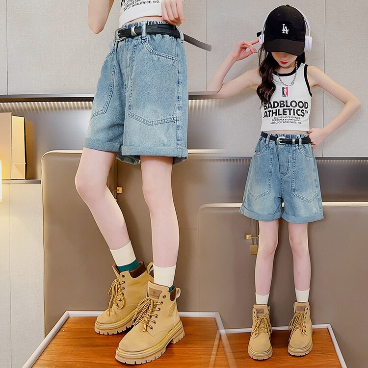 24HA225.13 - QUẦN SHORT JEAN BÉ GÁI SIZE ĐẠI
