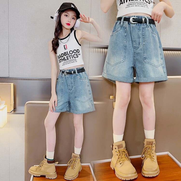 24HA225.13 - QUẦN SHORT JEAN BÉ GÁI SIZE ĐẠI