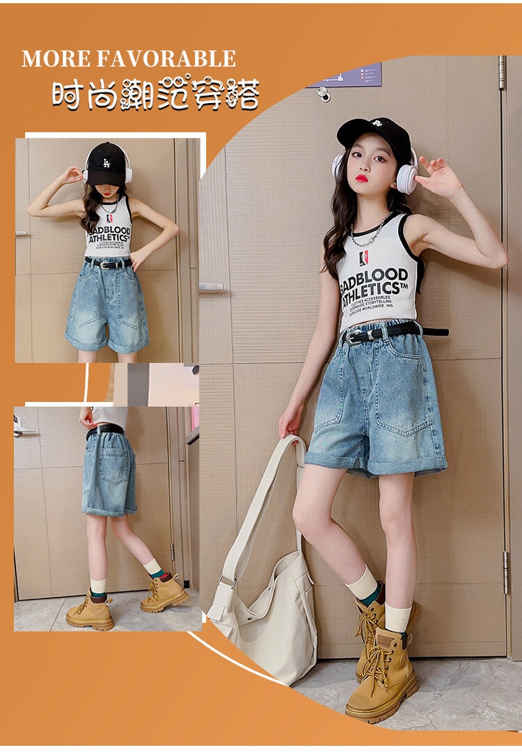 24HA225.13 - QUẦN SHORT JEAN BÉ GÁI SIZE ĐẠI