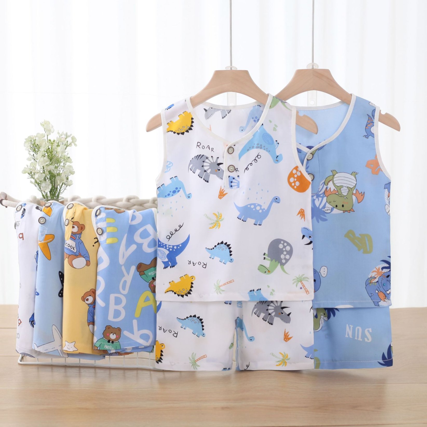 24HH255.19 - SET 2 BỘ LANH LỤA BA LỖ CHO BÉ
