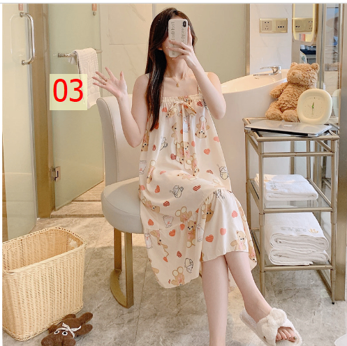 24HA275.11 - VÁY NGỦ LANH LỤA 2 DÂY