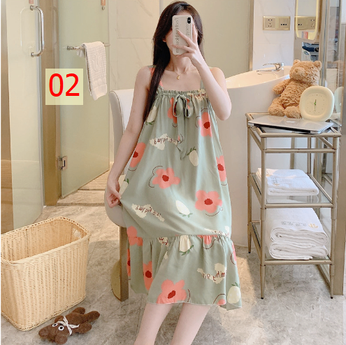 24HA275.11 - VÁY NGỦ LANH LỤA 2 DÂY