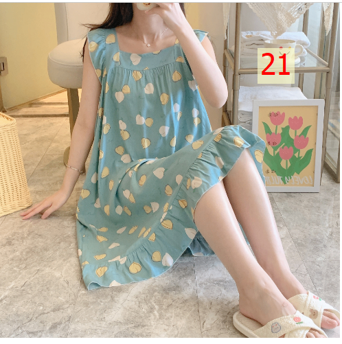 24HH285.04 - VÁY COTTON LANH LỤA TAY BÈO
