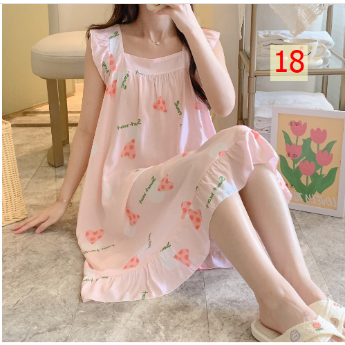 24HH285.04 - VÁY COTTON LANH LỤA TAY BÈO