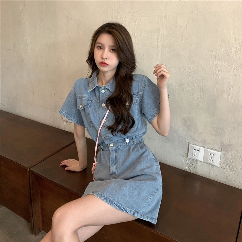 24HA305.08 - VÁY CHỮ A DEMIN NỮ