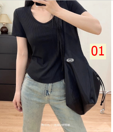 24HA305.29 - ÁO THUN TRƠN CỘC TAY BASIC CHO NỮ