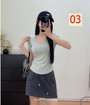 24HA305.29 - ÁO THUN TRƠN CỘC TAY BASIC CHO NỮ