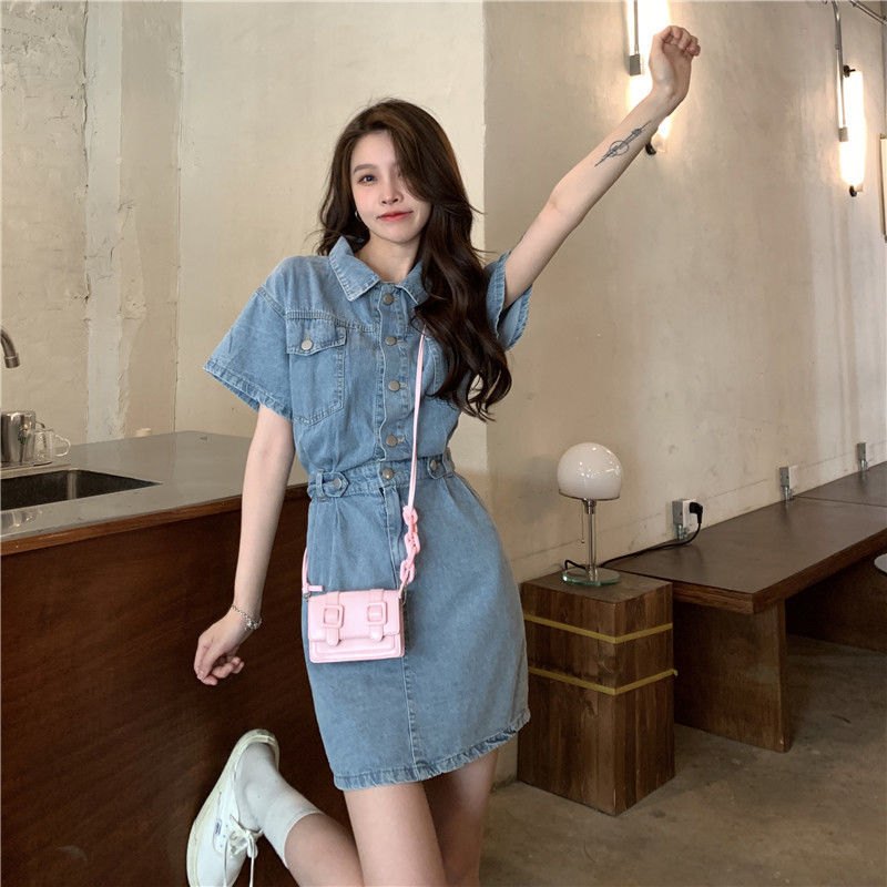 24HA305.08 - VÁY CHỮ A DEMIN NỮ