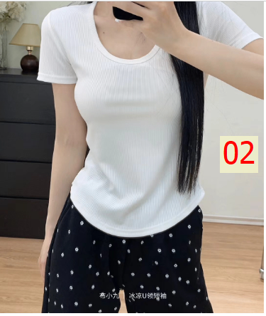 24HA305.29 - ÁO THUN TRƠN CỘC TAY BASIC CHO NỮ