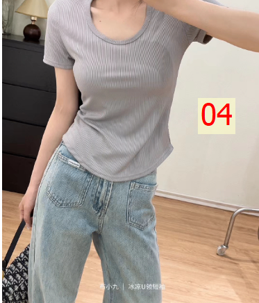 24HA305.29 - ÁO THUN TRƠN CỘC TAY BASIC CHO NỮ