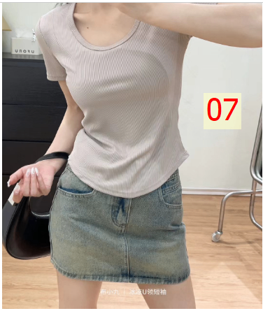 24HA305.29 - ÁO THUN TRƠN CỘC TAY BASIC CHO NỮ