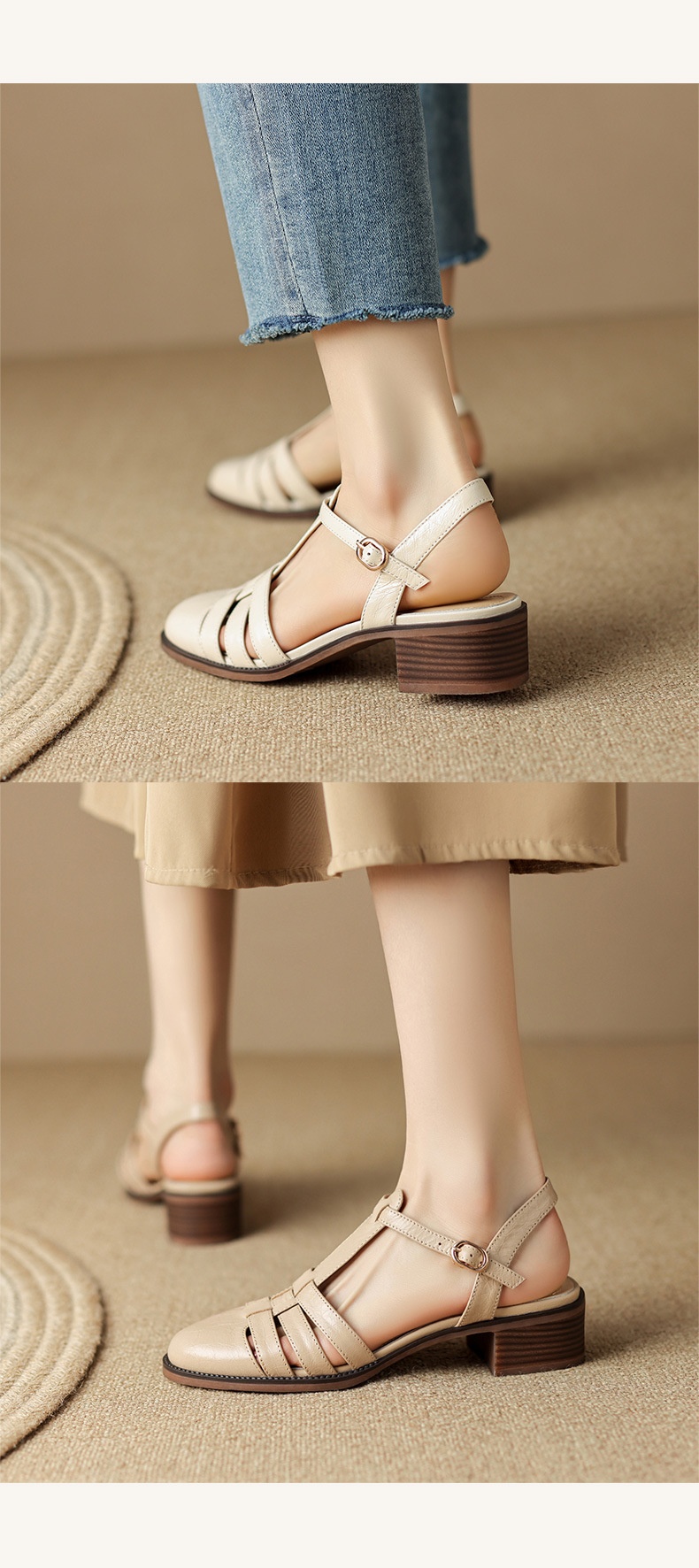 24HH26.27 - SANDAL NỮ BÍT MŨI RETRO