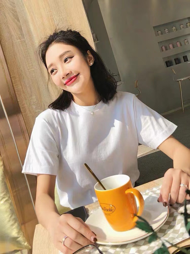 24HH26.19 - ÁO COTTON CỔ TRÒN DÁNG RỘNG NAM NỮ