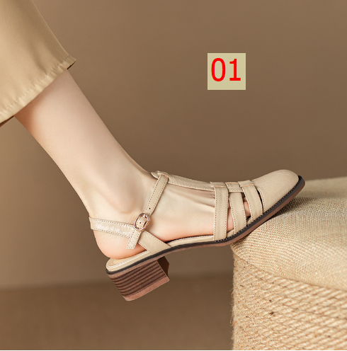 24HH26.27 - SANDAL NỮ BÍT MŨI RETRO