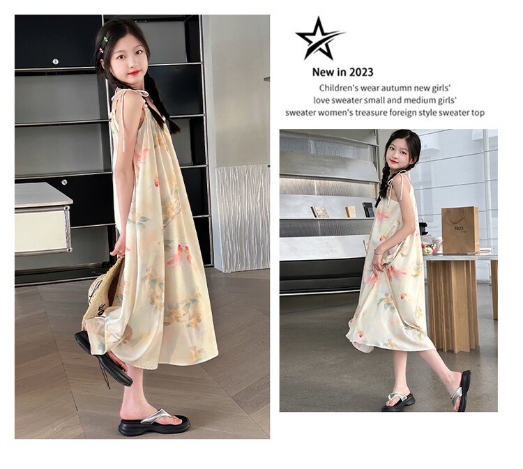 24HA46.22 - ĐẦM MAXI 2 DÂY CHO BÉ