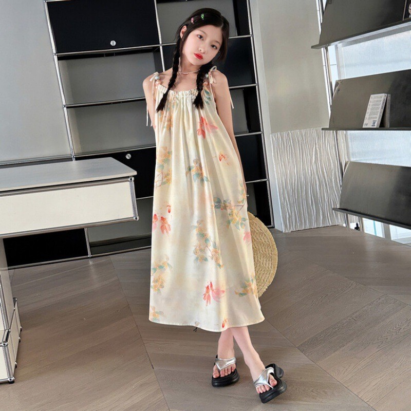 24HA46.22 - ĐẦM MAXI 2 DÂY CHO BÉ