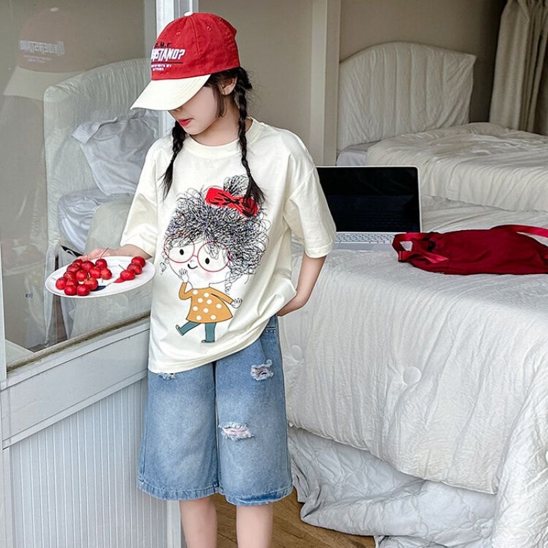 24HA56.10 - SET ÁO PHÔNG QUẦN JEANS BÉ GÁI SIZE ĐẠI