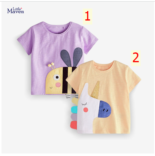 24HA66.04 - ÁO PHÔNG CỘC TAY BÉ GÁI HÃNG LITTLE MAVEN