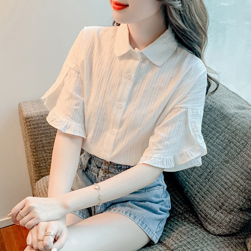 24HA86.16 - ÁO SƠ MI TRẮNG TAY XOÈ