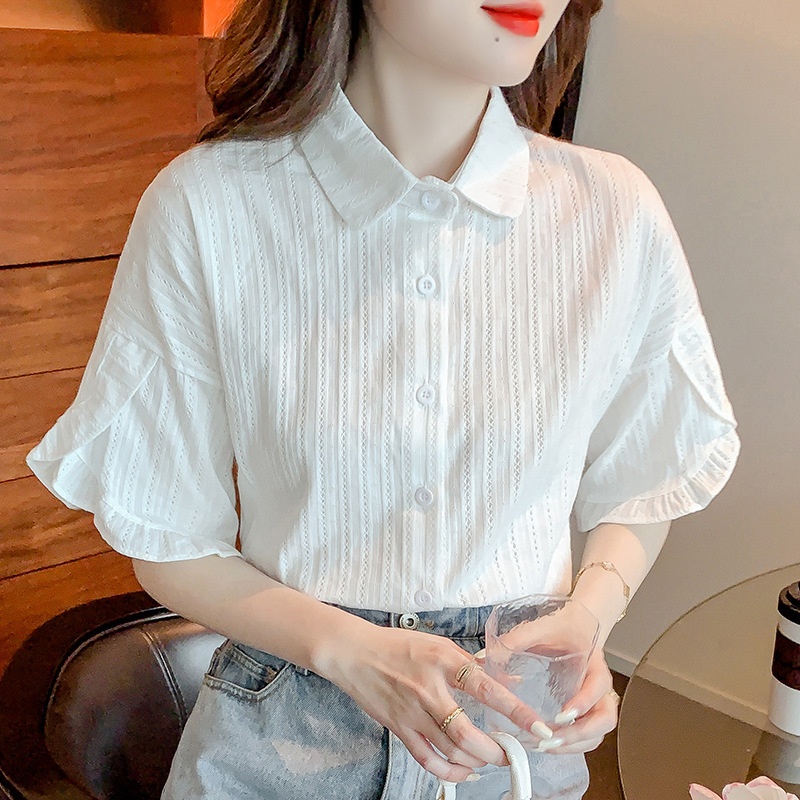 24HA86.16 - ÁO SƠ MI TRẮNG TAY XOÈ