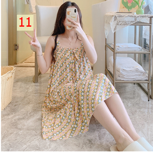 24HA96.08 - VÁY NGỦ 2 DÂY LANH LỤA CHUN NGỰC