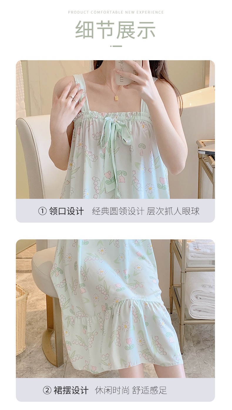 24HA96.08 - VÁY NGỦ 2 DÂY LANH LỤA CHUN NGỰC