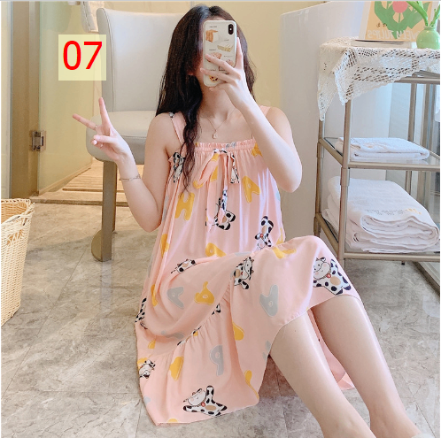 24HA96.08 - VÁY NGỦ 2 DÂY LANH LỤA CHUN NGỰC