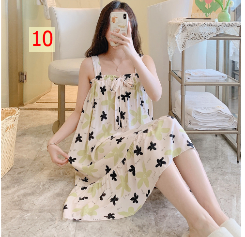 24HA96.08 - VÁY NGỦ 2 DÂY LANH LỤA CHUN NGỰC