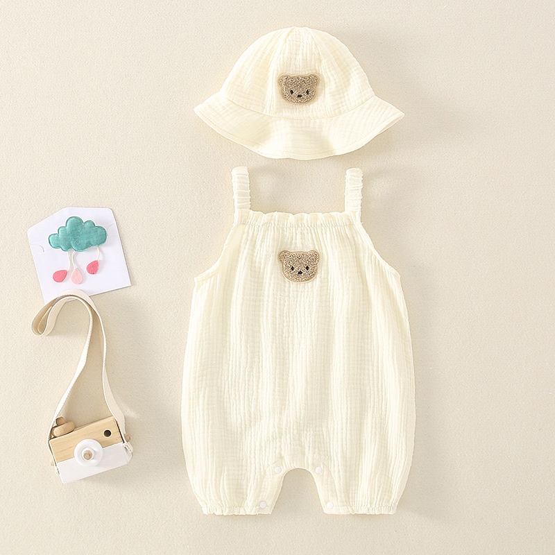 24HA176.17 - SET XÔ MUSLIN CHO BÉ KÈM MŨ SIZE NHÍ