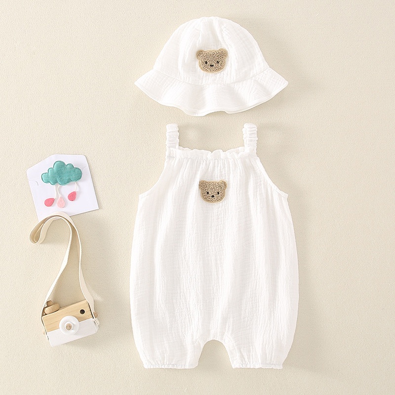 24HA176.17 - SET XÔ MUSLIN CHO BÉ KÈM MŨ SIZE NHÍ