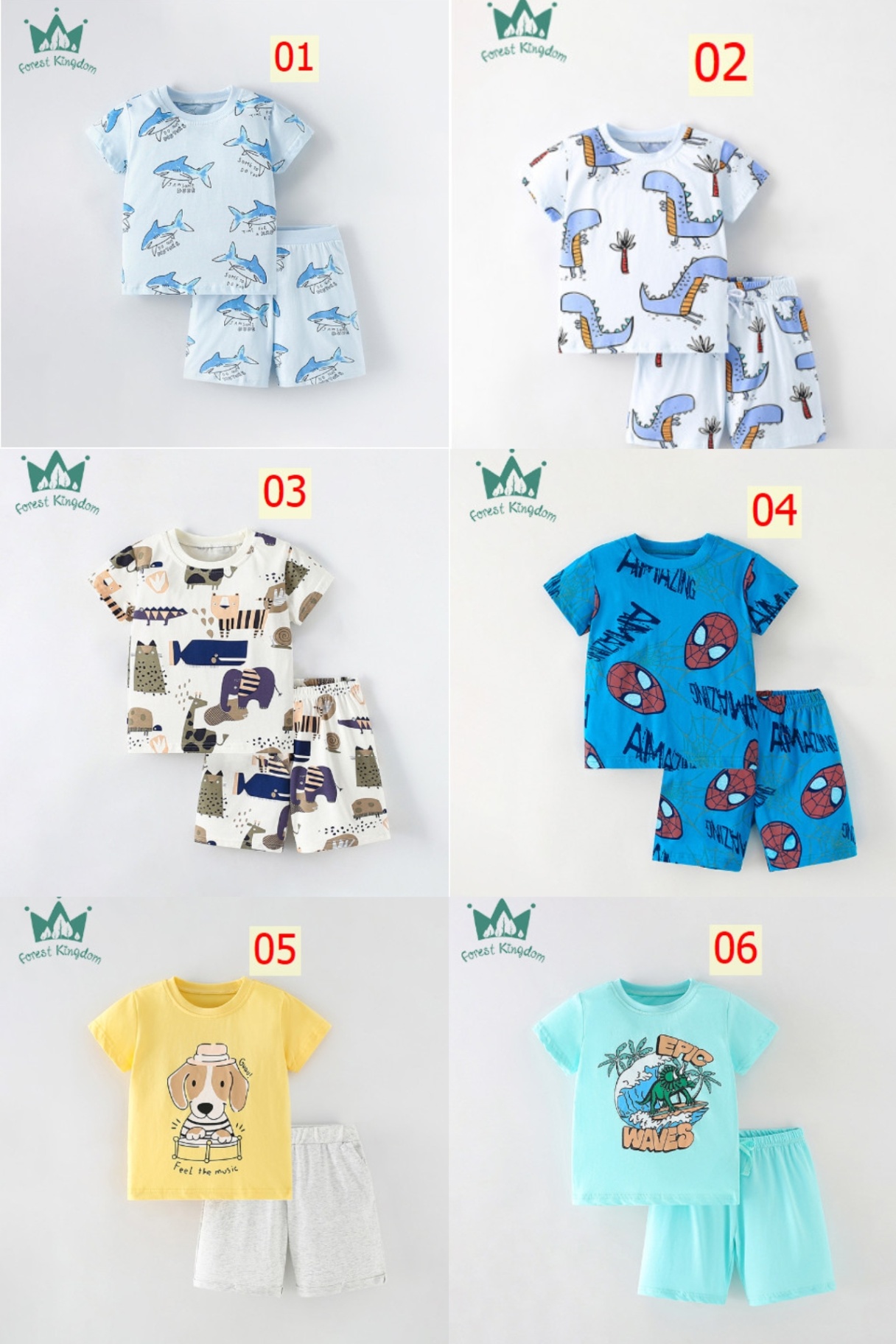 24HA176.05 - BỘ COTTON FOREST KINGDOM CHO BÉ