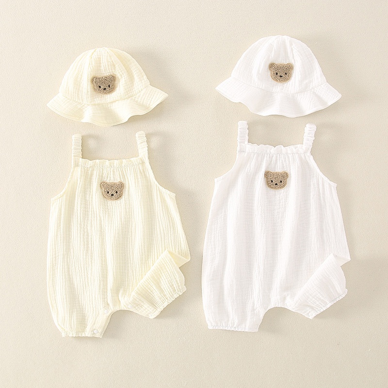24HA176.17 - SET XÔ MUSLIN CHO BÉ KÈM MŨ SIZE NHÍ