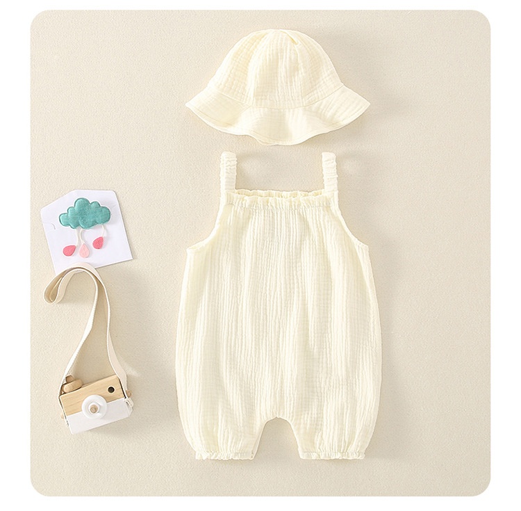 24HA176.17 - SET XÔ MUSLIN CHO BÉ KÈM MŨ SIZE NHÍ