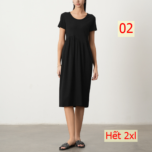 24HA196.05 - VÁY CỔ TRÒN NGẮN TAY CANVAUS