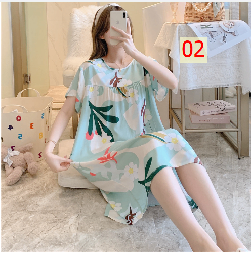 24HA226.25 - VÁY NGỦ LANH LỤA CHO NỮ