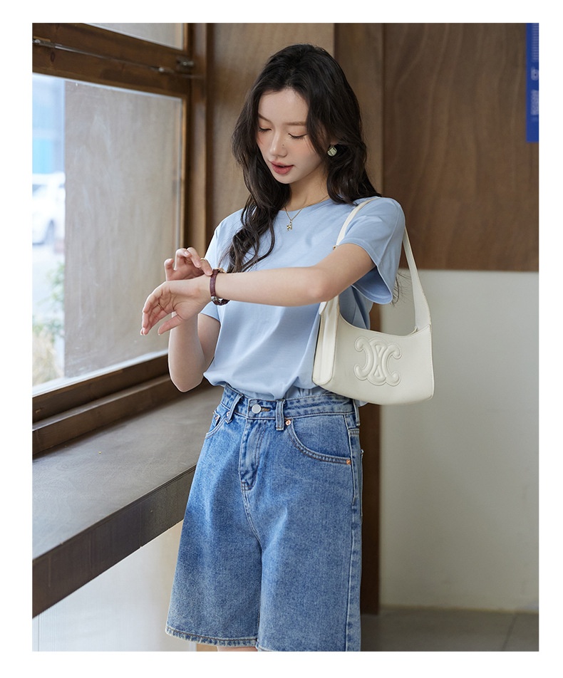 24HA246.21 - ÁO COTTON CỔ TRÒN NỮ
