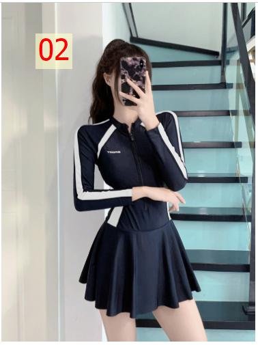 24HA266.16 - BỘ VÁY BƠI DÀI TAY LIỀN THÂN NỮ